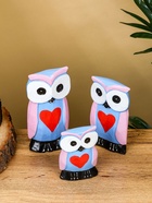 Набор сувенирный «Совята с сердечком», h=15 см, h=13 см, h=11 см, дерево, сиренево-голубой - Фото 6