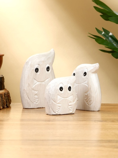 Набор сувенирный «Привидения», h=12 см, h=9 см, h=7 см, дерево, светлый