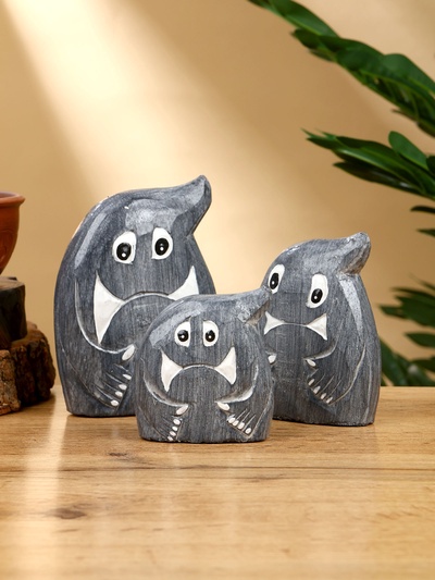 Набор сувенирный «Привидения», h=12 см, h=9 см, h=7 см, дерево, серый