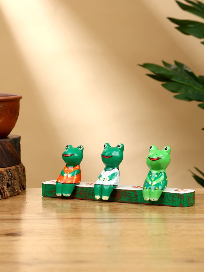 Сувенир «Лягушата на скамейке», 18×4×7 см, дерево