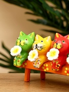 Сувенир "Котята на скамейке" дерево 19х8х6 см, цв. оранжевый 10615629 - фото 16701143