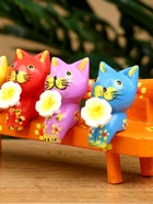 Сувенир "Котята на скамейке" дерево 19х8х6 см, цв. оранжевый 10615629 - фото 16701144
