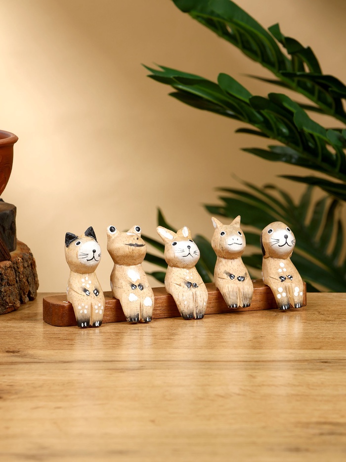 Сувенир «Зверушки на скамейке», 18×6×4.5 см, дерево, коричневый