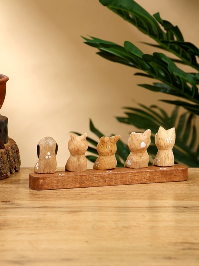 Сувенир «Зверушки на скамейке», 18×6×4.5 см, дерево, коричневый