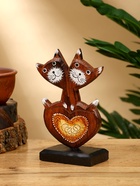 Сувенир "Кошачья парочка" дерево 8х5х15 см, цв. коричневый - фото 15859341