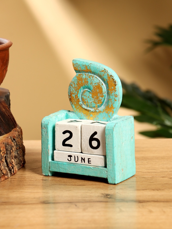 Календарь настольный «Ракушка», 7×4×9 см, дерево, бирюзовый