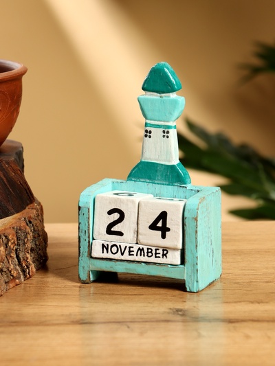 Календарь настольный «Маяк», 7×4×11 см, дерево, бело-бирюзовый