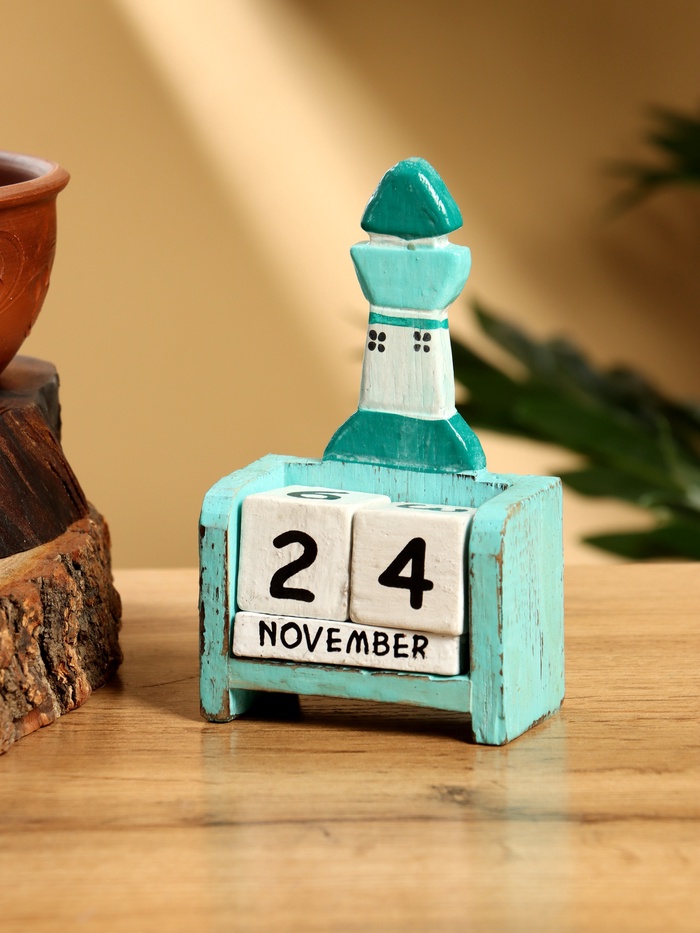 Календарь настольный «Маяк», 7×4×11 см, дерево, бело-бирюзовый - Фото 1