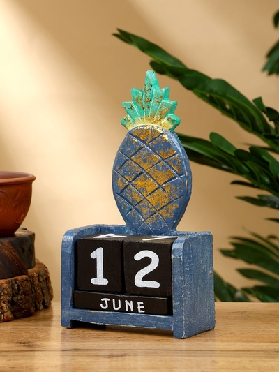 Календарь настольный «Ананас», 10.5×5.5×19.5 см, дерево, сине-зелёный