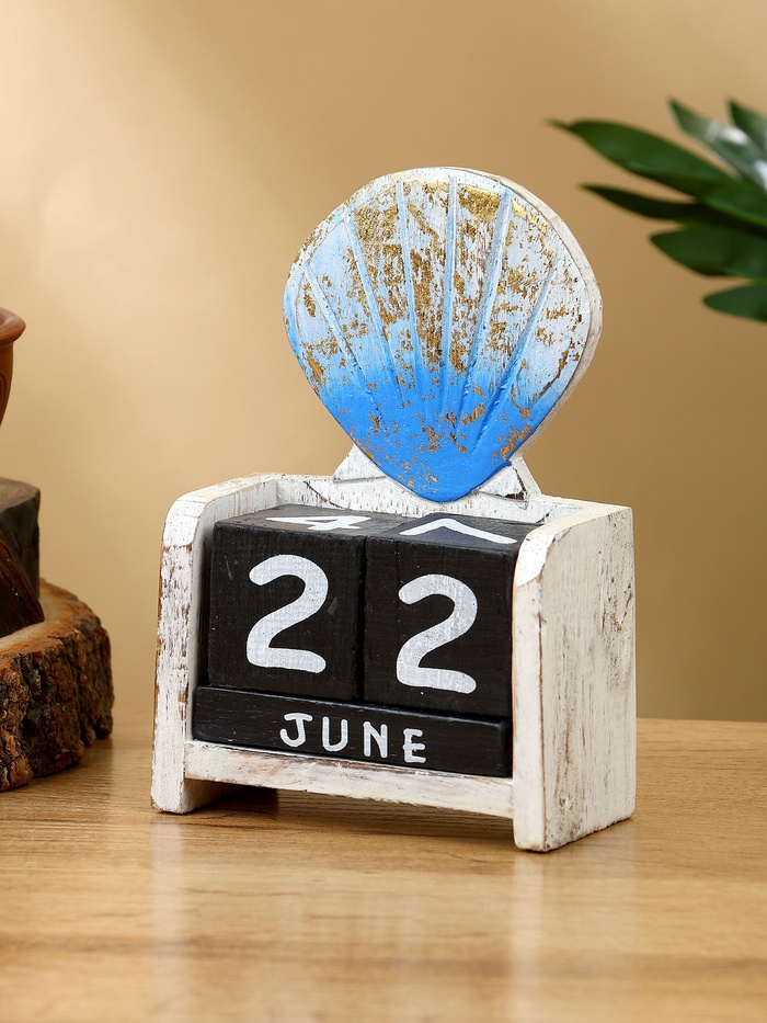 Календарь настольный «Морская ракушка», 11×5×14 см, дерево, бело-золотой - Фото 1