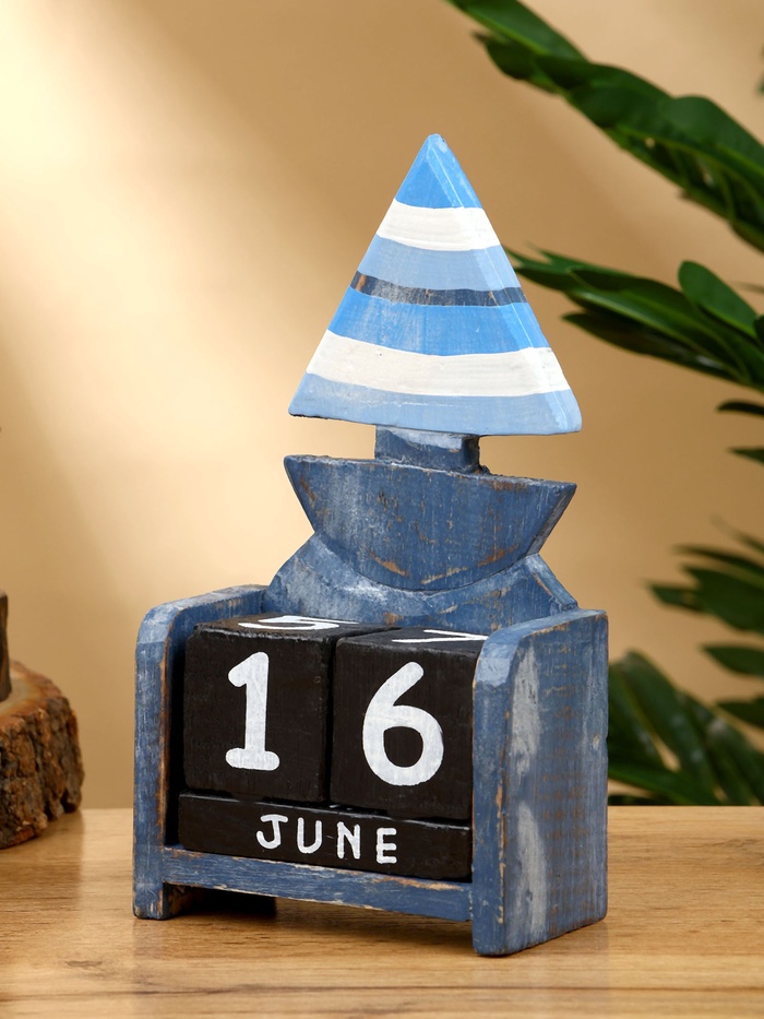 Календарь настольный «Кораблик», 11×5.5×19 см, дерево, синий - Фото 1