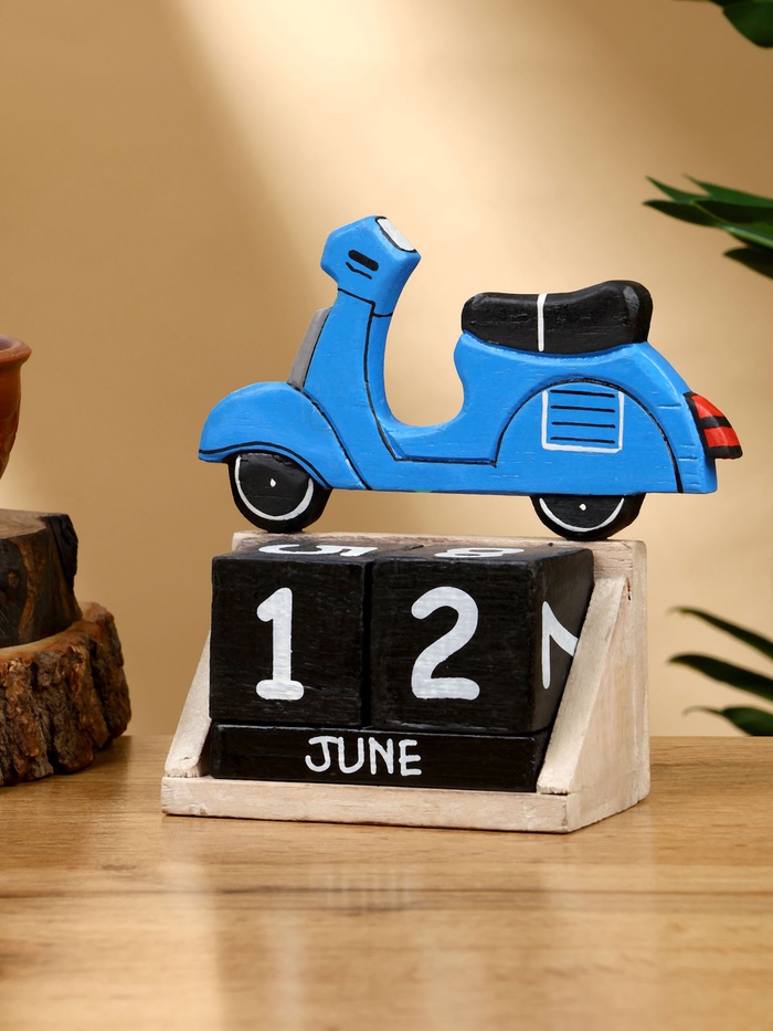 Календарь настольный «Мопед», 14×5.5×14 см, дерево, синий - Фото 1