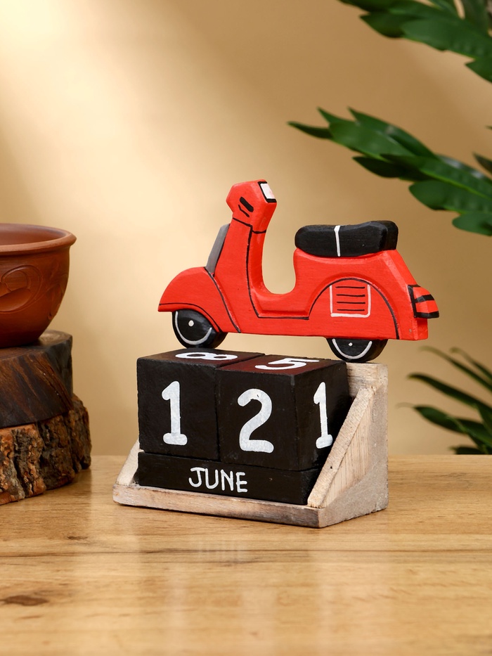 Календарь настольный «Мопед», 14×5.5×14 см, дерево, красный - Фото 1