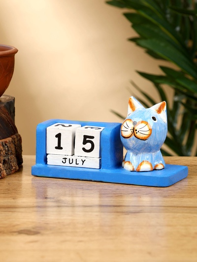 Календарь настольный «Котик», 13×6×7 см, дерево, синий