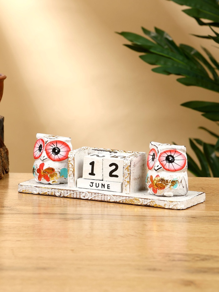 Календарь настольный «Совушки», 19×6×6 см, дерево, белый - Фото 1