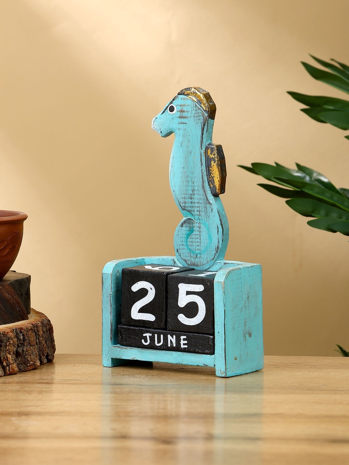 Календарь настольный «Морской конёк», 11×5×19 см, дерево, бирюзовый