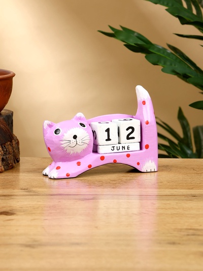 Календарь настольный «Кошка», 14×4×10 см, дерево, сиреневый