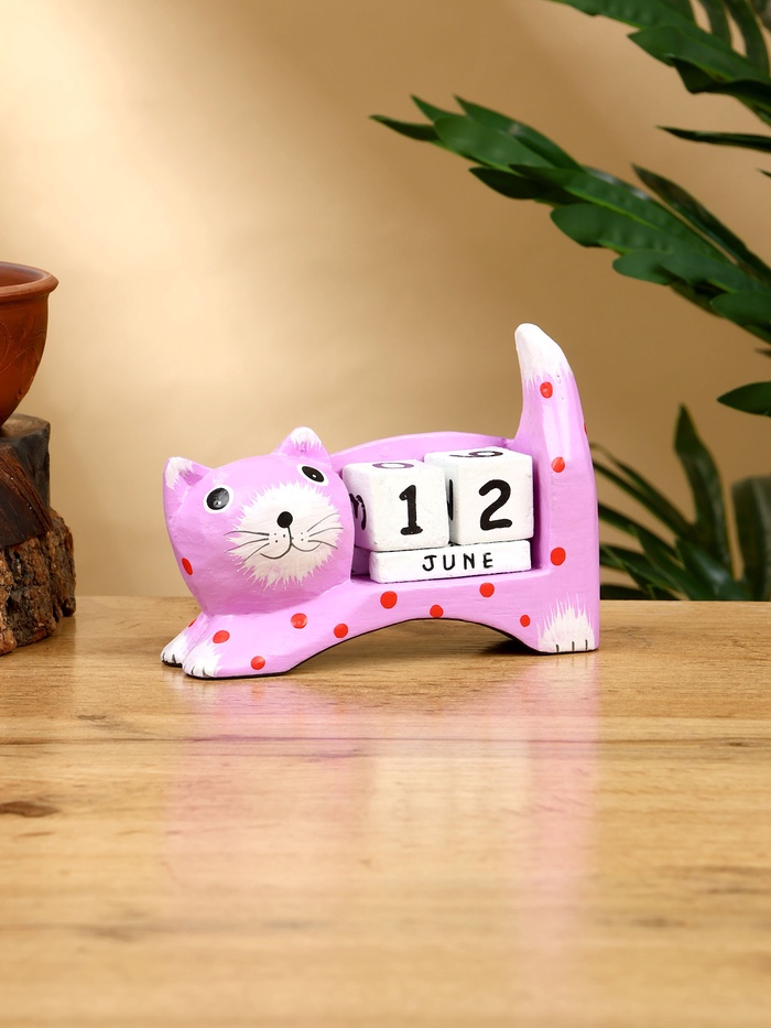 Календарь настольный «Кошка», 14×4×10 см, дерево, сиреневый - Фото 1