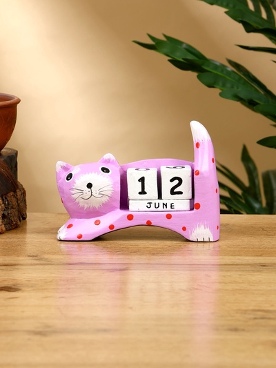 Календарь настольный «Кошка», 14×4×10 см, дерево, сиреневый