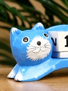 Календарь настольный "Кошка" дерево 13х4х10 см, цв. синий 10615726 - фото 16701442