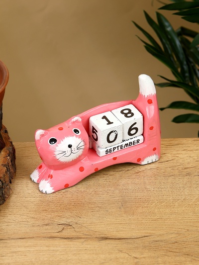 Календарь настольный «Кошка», 13×4×10 см, дерево, розовый
