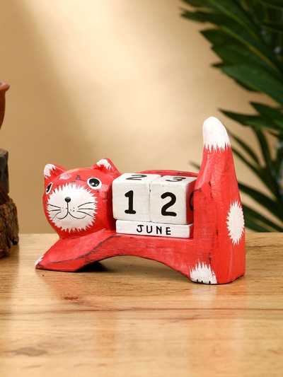 Календарь настольный «Кошка», 13×4×10 см, дерево, красный