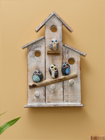 Вешалка «Скворечник с воробьями», 20×5×35 см, дерево албезия