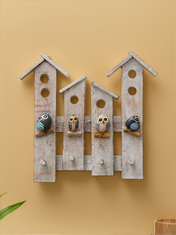 Вешалка «Скворечник с воробьями», 35×6.5×33.5 см, дерево албезия - Фото 1