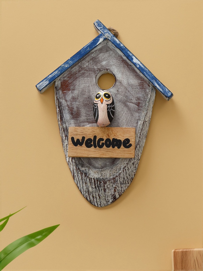 Панно WELCOME, 15×3×20 см, дерево, белое - Фото 1
