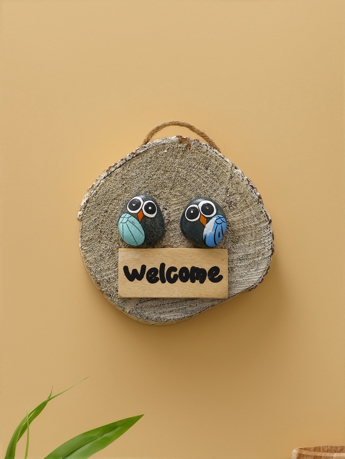 Панно WELCOME, 15×3×15 см, дерево, серое