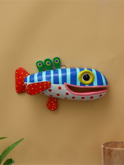 Панно «Рыба-хищник», 25×15×6 см, дерево, разноцветное