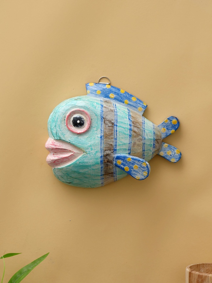 Панно «Рыба-клоун», 20×16×6.5 см, дерево, бирюзовое - Фото 1