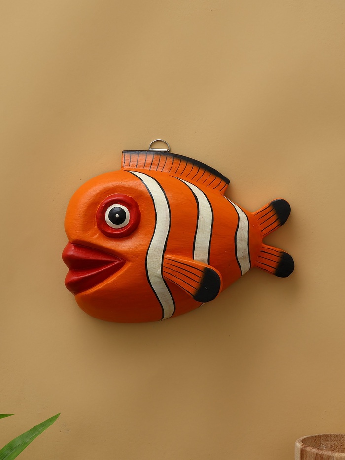 Панно «Рыба-клоун», 20×16×6 см, дерево, оранжевое - Фото 1