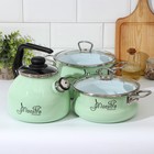 Набор посуды Maestro, 3 предмета: кастрюли 3 л, 4 л; чайник 3 л, индукция, цвет светло-зелёный - Фото 4