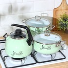 Набор посуды Maestro, 3 предмета: кастрюли 3 л, 4 л; чайник 3 л, индукция, цвет светло-зелёный - Фото 8