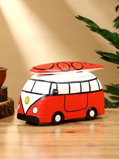 Копилка «Микроавтобус», 24×12×13.5 см, дерево, красный