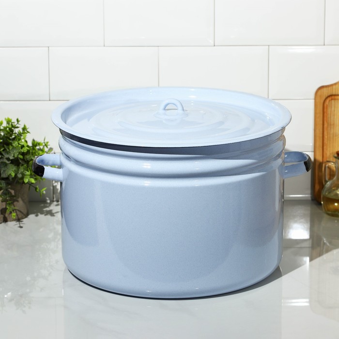 Бак эмалированный, 24 л, цилиндрический, цвет голубой - Фото 1