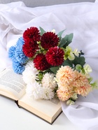 Букет искусственный «Хризантема пышная с зеленью», h=26 см, МИКС - Фото 3