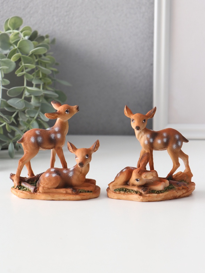 Фигурка полистоун «Два оленёнка», 10×5.6×9.6 см, МИКС - Фото 1