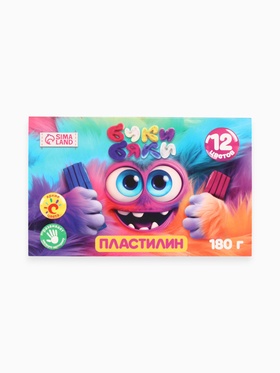 Пластилин 12 цветов, 180 г Буки Бяки