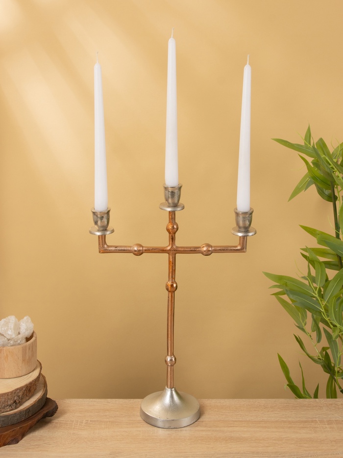Подсвечник на 3 свечи «Кросс», 27×10×40.5 см, алюминий