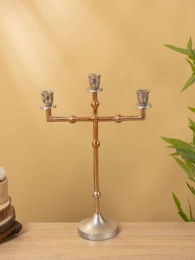 Подсвечник на 3 свечи «Кросс», 27×10×40.5 см, алюминий