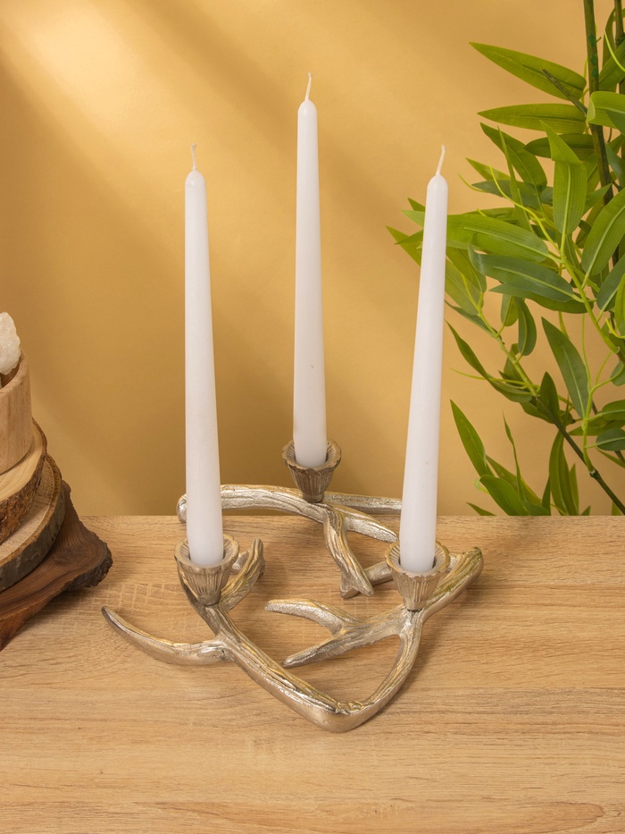 Подсвечник на 3 свечи «Рога», 23.5×23×6.5 см, алюминий