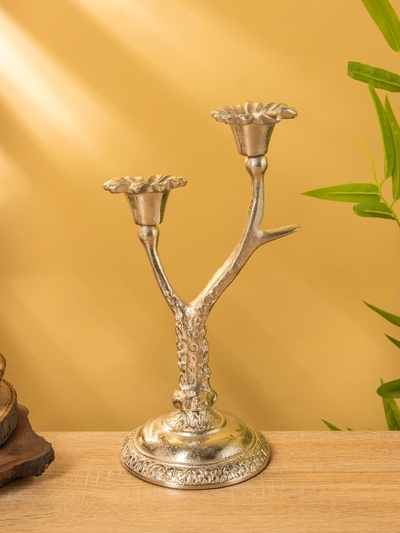 Подсвечник на 2 свечи «Дуэт», 12×15×29 см, алюминий