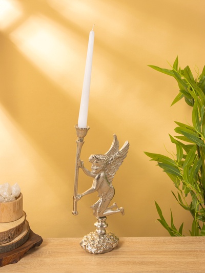 Подсвечник «Ангел мира с факелом», 35 см, алюминий