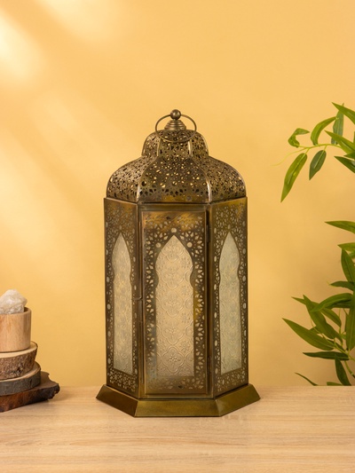 Подсвечник фонарь «Золотое кружево», 25×25×43.5 см, железо