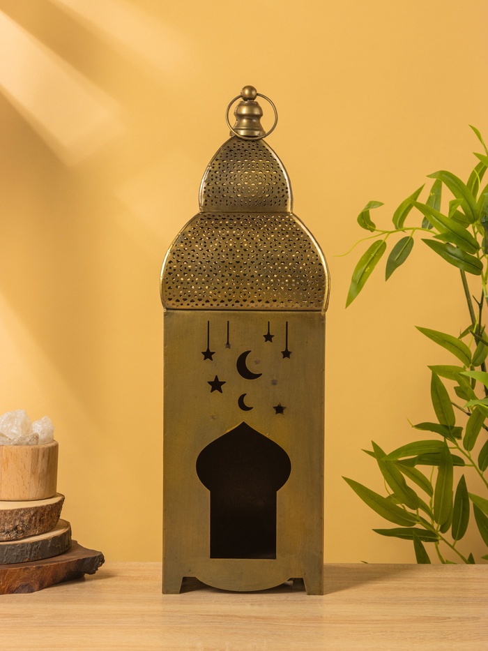 Подсвечник фонарь «Золотой полумесяц», 15×15×50.5 см, железо - Фото 1