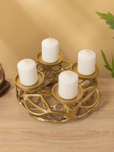 Подсвечник на 4 свечи «Венок Сплетение», 29×29×11 см, алюминий