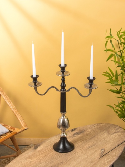 Подсвечник канделябр на 3 свечи «Тёмная Вуаль», 46×15×62 см, алюминий