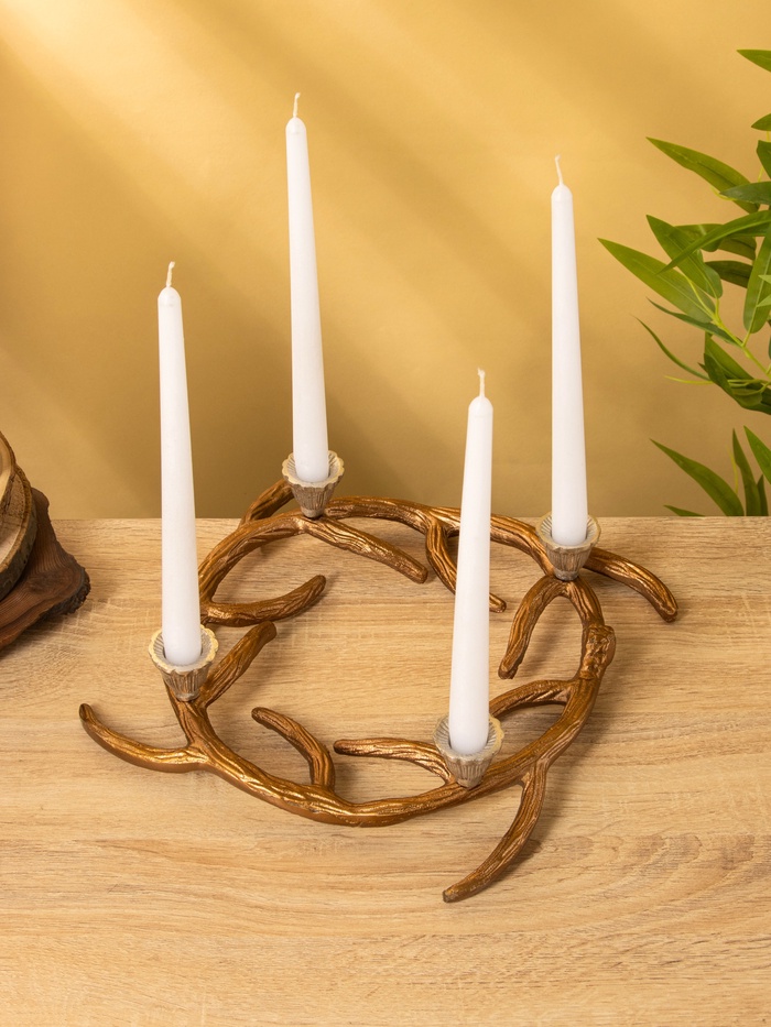 Подсвечник на 4 свечи «Медные рога», 27×27×6 см, алюминий - Фото 1